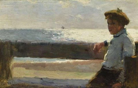 Sitzender Junge und Meer 1884