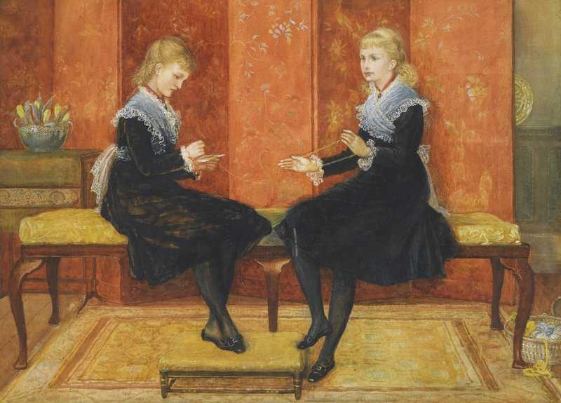 バイオレットとリリー エドマンド・ラウトリッジの娘たち 1870年代頃 by ウォルター・クレイン 油絵複製販売