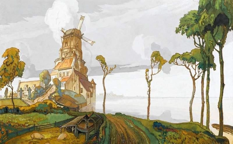 注目の福袋！ 風車のあるオランダの風景 油絵複製販売 ジョルジュ・ド・フュレ by 絵画