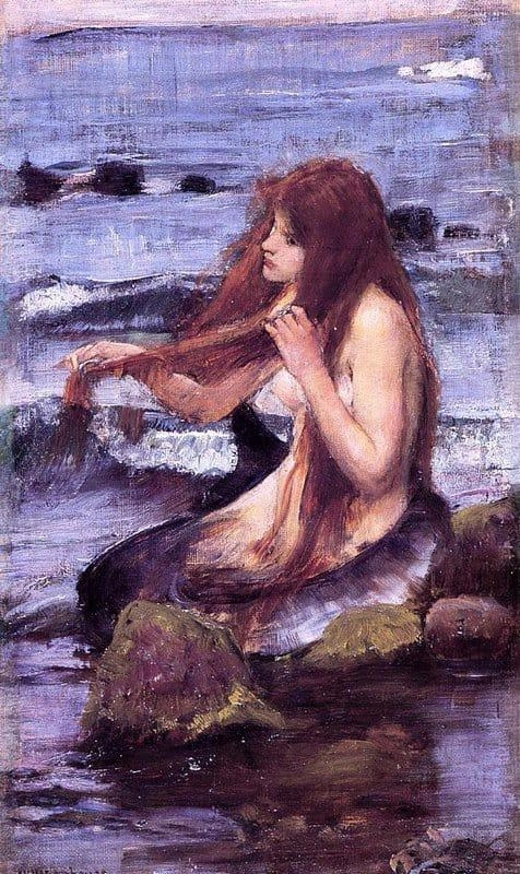 激安本物 人魚のスケッチ 1892 by ジョン・ウィリアム・ウォーターハウス 絵画
