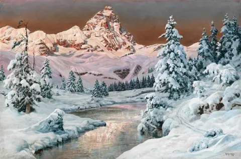Gebirgsmassiv ايم Abendlicht