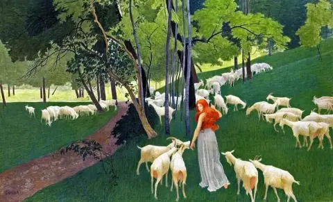 Getherde med sin flock 1888