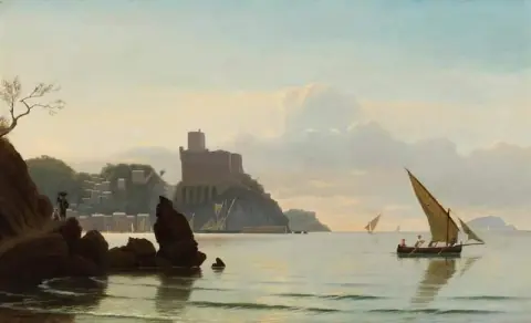 Vista Costeira Com Pescadores Em Um Veleiro 1875