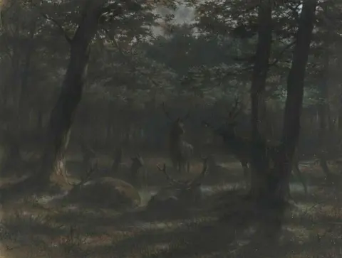 Ciervo a la luz de la luna 1867