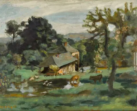 Landschap Goud De Boerderij 1918