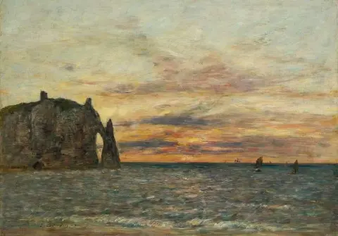 Etretat La Falaise D Aval Au Soleil Couchant 1890