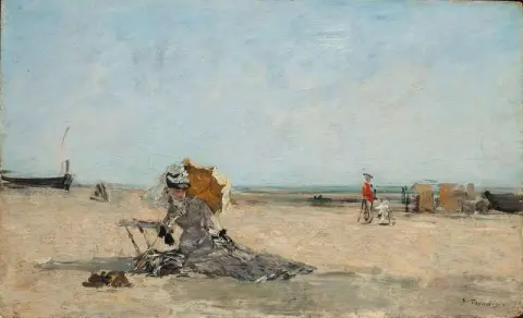 Femme L Ombrelle Sur La Plage Ca. 1880-85