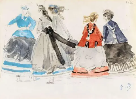 Frauen in Krinolinen 1865