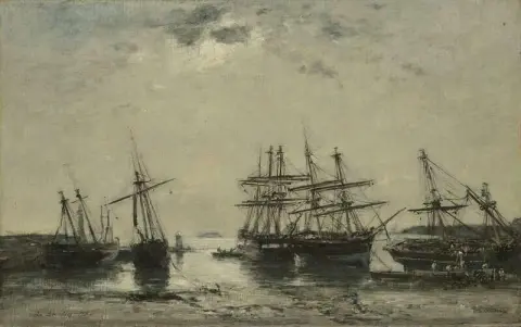 Portrieux-Eingang zum Hafen bei Ebbe 1873