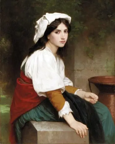 Italiaanse Vrouw Bij De Fontein
