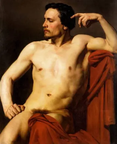 Studie målad halvfigur 1850