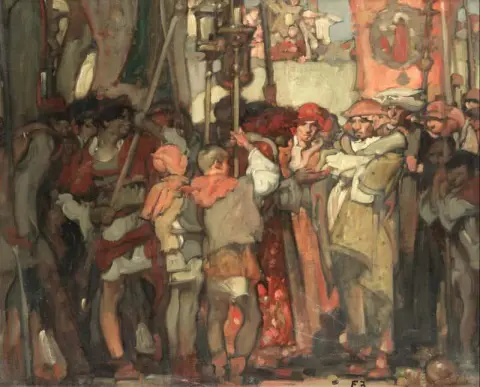 La apertura de la lucha entre los Skinner y los Merchant Taylors 1484 d.C.