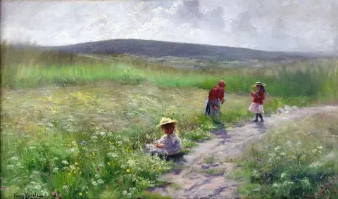 Letto estivo - Tre ragazze che raccolgono fiori
