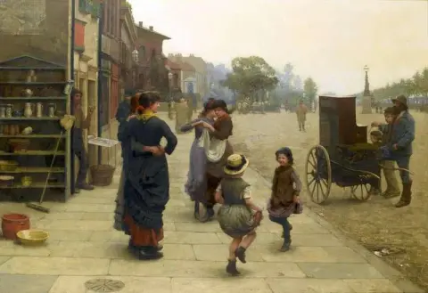 An Impromptu Dance - A Scene On The Chelsea Embankment 1883