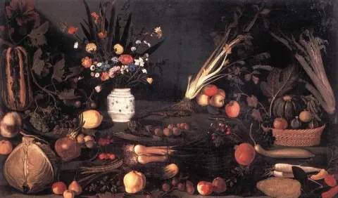 Natura morta con fiori e frutti