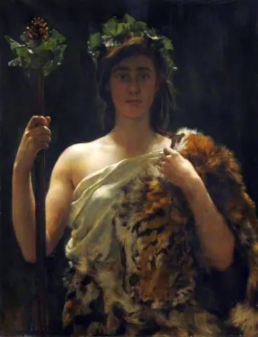 Young Girl Draped In A Tiger Skin