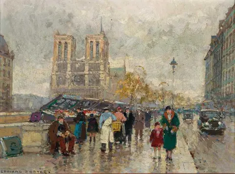 Paris The Bouquinistes On The Seine With Notre Dame In The Background