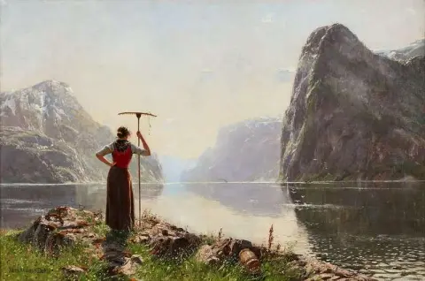 Um dia de verão no Aurlandsfjord Sognefjord Noruega