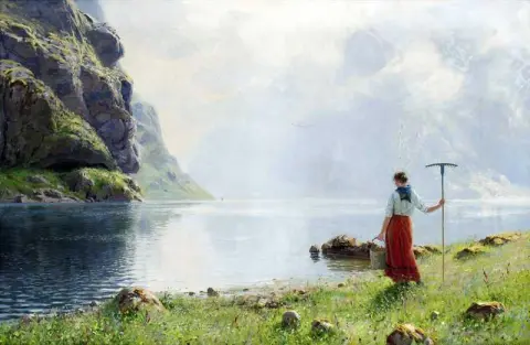 Fjordlandskap Med Flicka