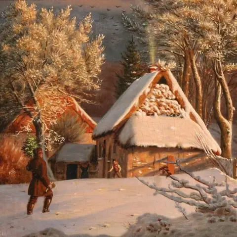 De kerstboom wordt thuisgebracht