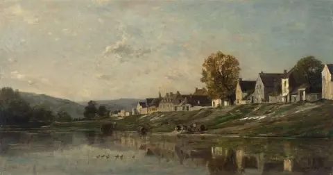 Die Wäscher am Ufer der Seine Bonnières 1860