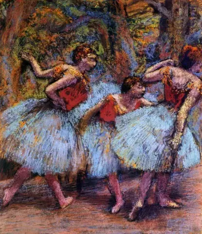 Tre ballerine tutù blu corpetti rossi