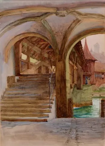 Puente de la Capilla en el lago de Lucerna 1884