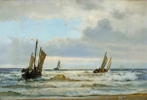 Purjeveneet lähellä rannikkoa 1874