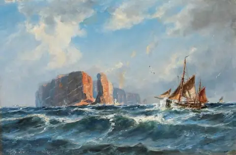 Havlandskap med seilskuter utenfor Helgolandskysten 1892