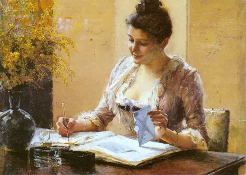 Una mujer escribiendo una carta