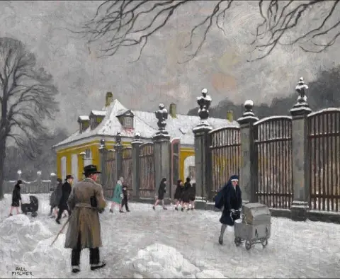 Una giornata invernale all'ingresso del giardino di Frederiksberg
