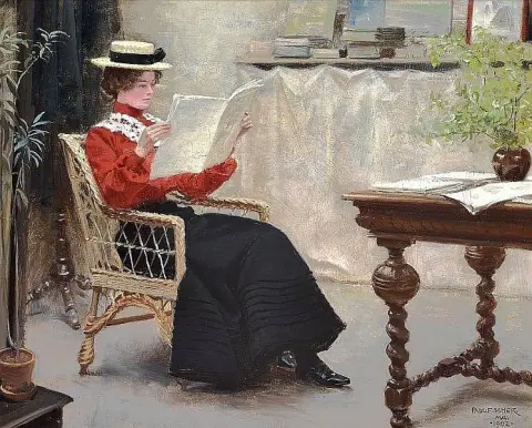 Интерьер с читающей девушкой 1902 г.