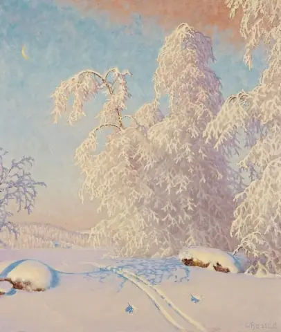 Лыжные трассы в зимнем пейзаже