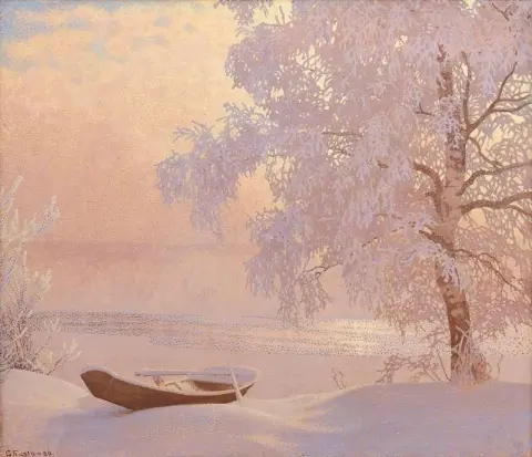 Vinterlandskap Med Uppdragen Eka 1926