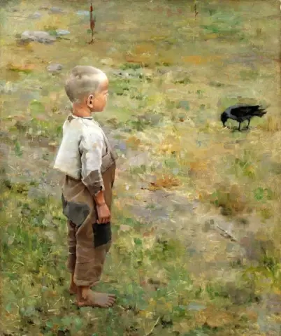 Niño con un cuervo 1884
