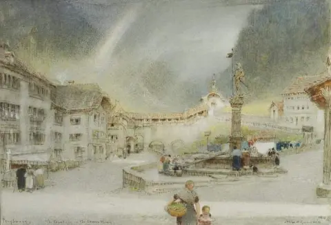 Fribourg Fontenen i Nedre by Sveits 1910-11