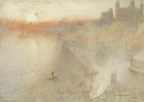Londres na fumaça de seu incêndio em 1907