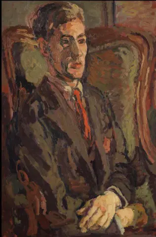 날개 의자에 앉아 있는 피터 모리스의 초상화, 1928년경