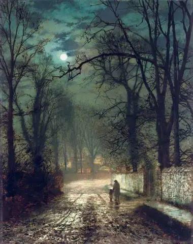 Eine mondbeschienene Gasse 1874
