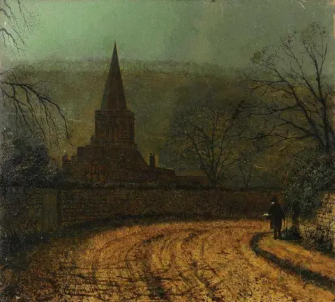 Hackness-Kirche in der Abenddämmerung