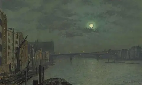 Vista dal ponte Blackfriars al chiaro di luna 1882