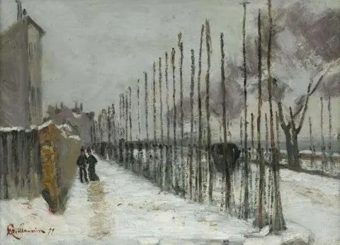 Estrada nevada ao redor de Paris, 1879
