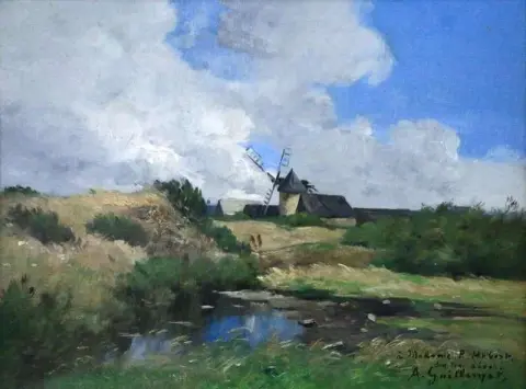 Molino de viento en paisaje Ca. 1890