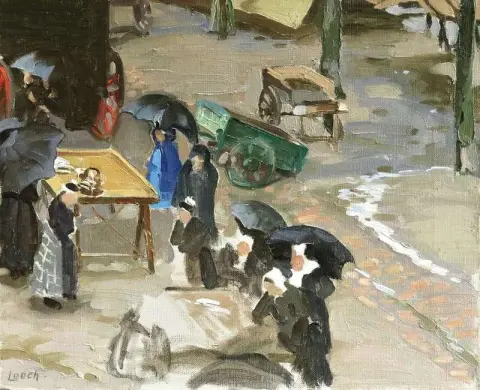 Rainy Day Finistere Market Ca. 1904