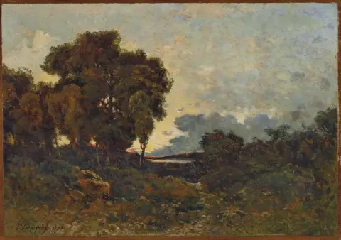Ondergaande zon boven L Allier 1880