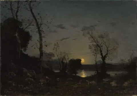Een meer bij maanlicht 1890
