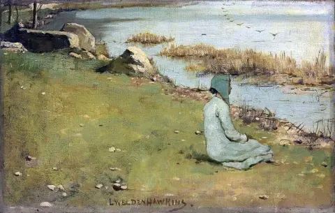 Chica joven junto al río