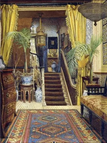 Hallen med palmer i krukväxter 1882