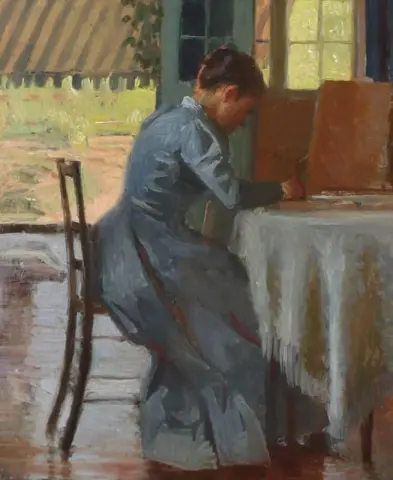 Interior With A Young Woman Writing