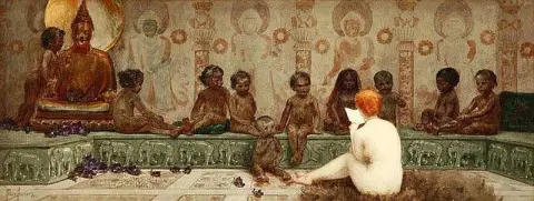 Figurenlesung für Kinder in buddhistischer Umgebung, 1892